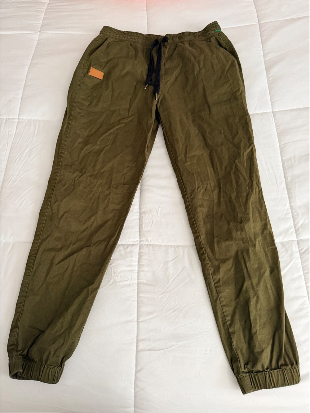 Fandy Olive Green Casual Jogger Pants with Elastic Waist and